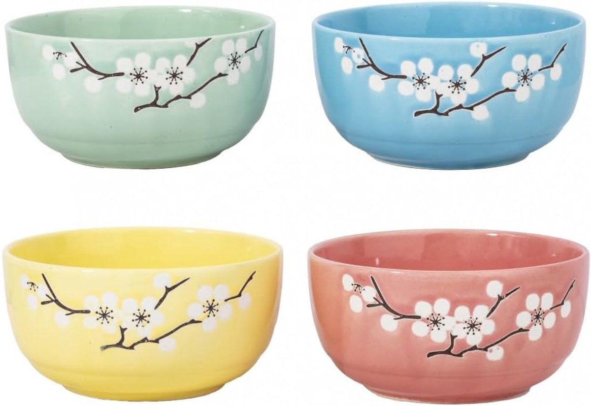 lachineuse - Set van 4 Japanse Zen kersenbloesemkommen, diameter 11