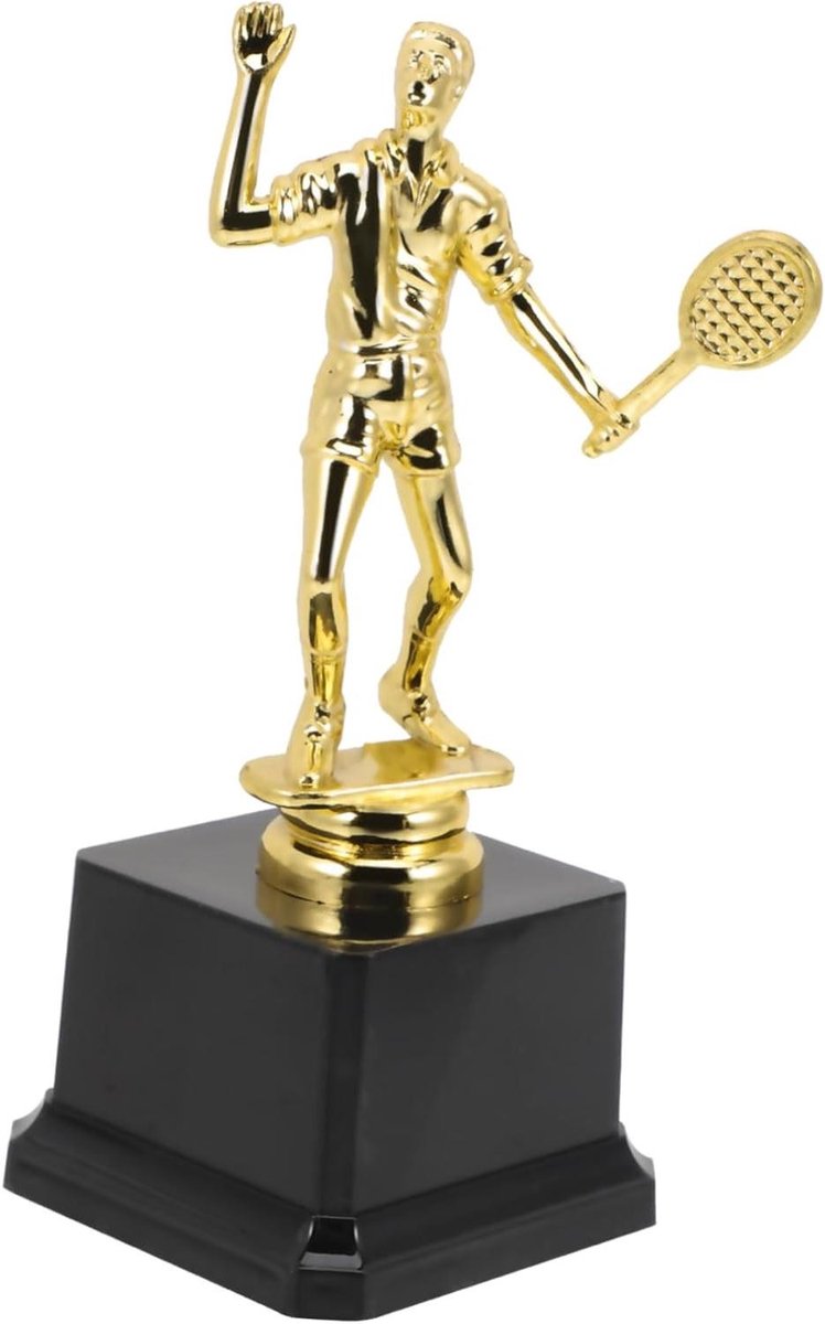 Sport Trofee - Badminton Beker - Wedstrijd Prijs - Kunststof Materiaal - 17 cm - Goudkleurig