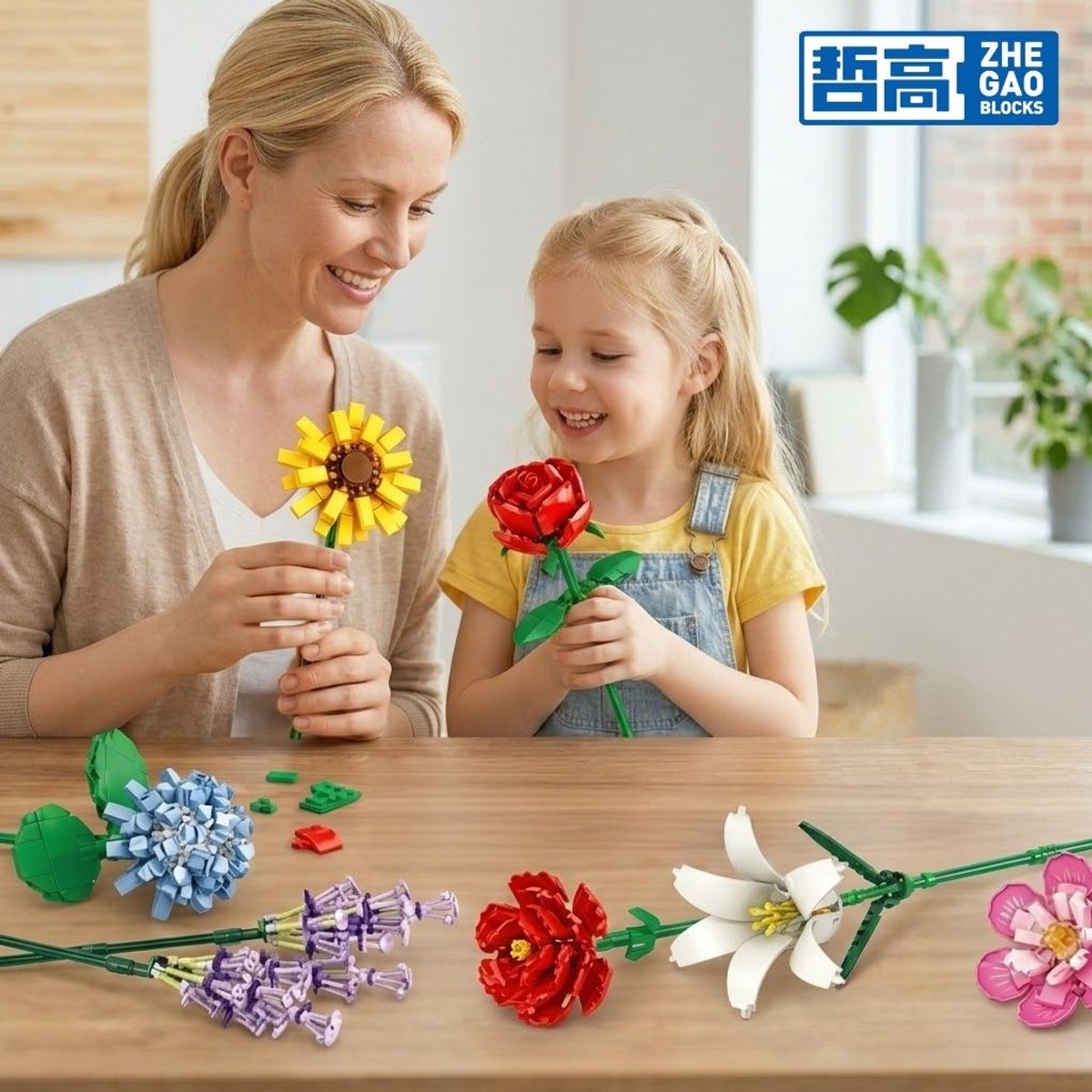 Zhe Gao 11053 Cluster Boeket bloemen bouwset | Botanical Flowers Collection modelbouw | Classic Creator STEM speelgoed bouwpakket voor volwassenen en kinderen | Educatief decoratie kunstbloemen niet geschikt voor Lego | bouwdoos met 1064 bouwstenen — afbeelding 6