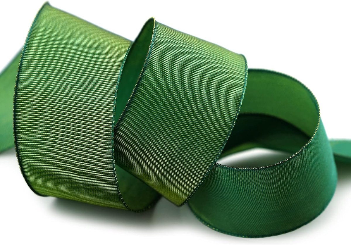 25 m x 40 mm draadrandband Leo donkergroen (355) decoratielint met