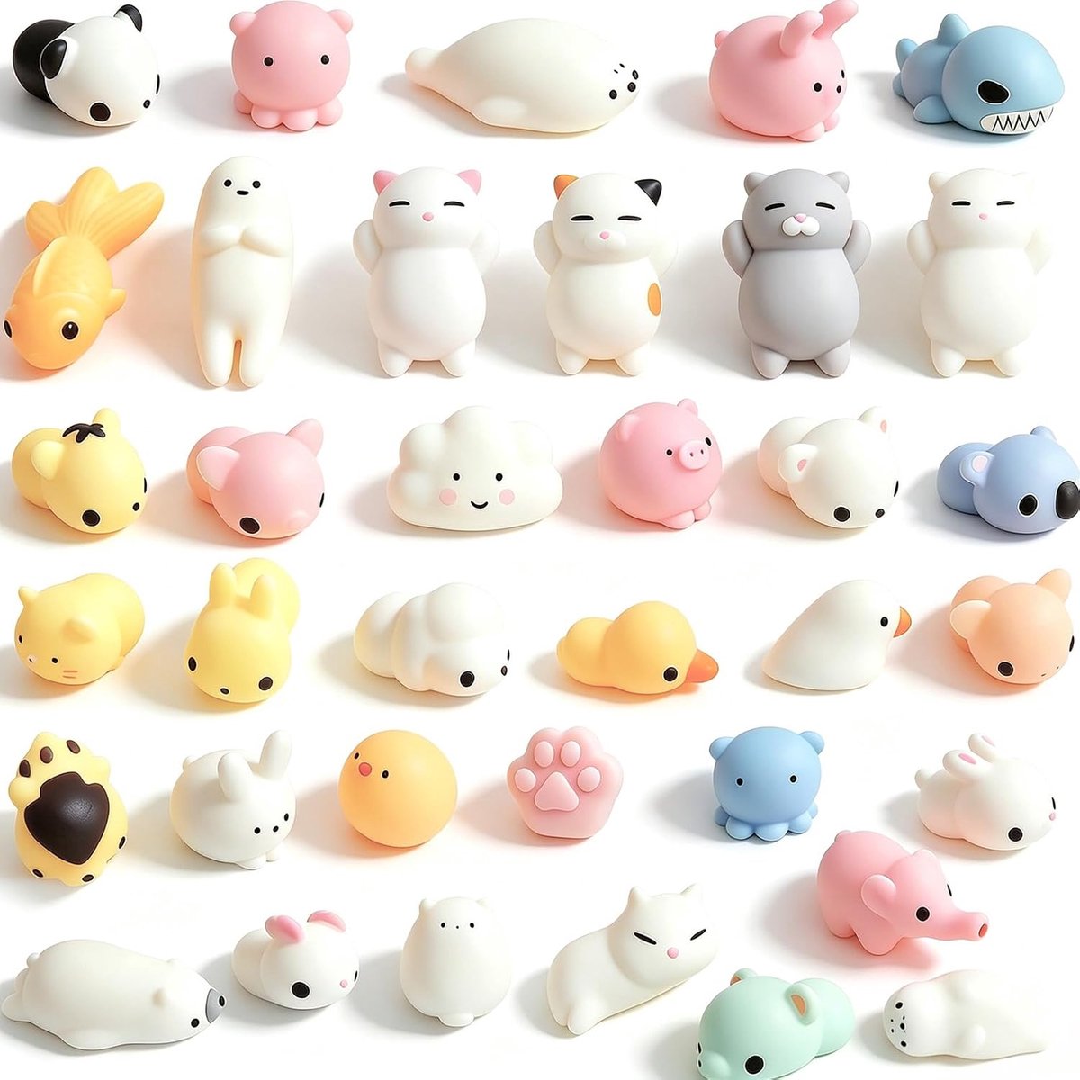 Squishies, 36 stuks, zachte siliconen speelgoed, anti-stress knijpen, mini squishy dierspeelgoed, squishy slow rising, stressvermindering