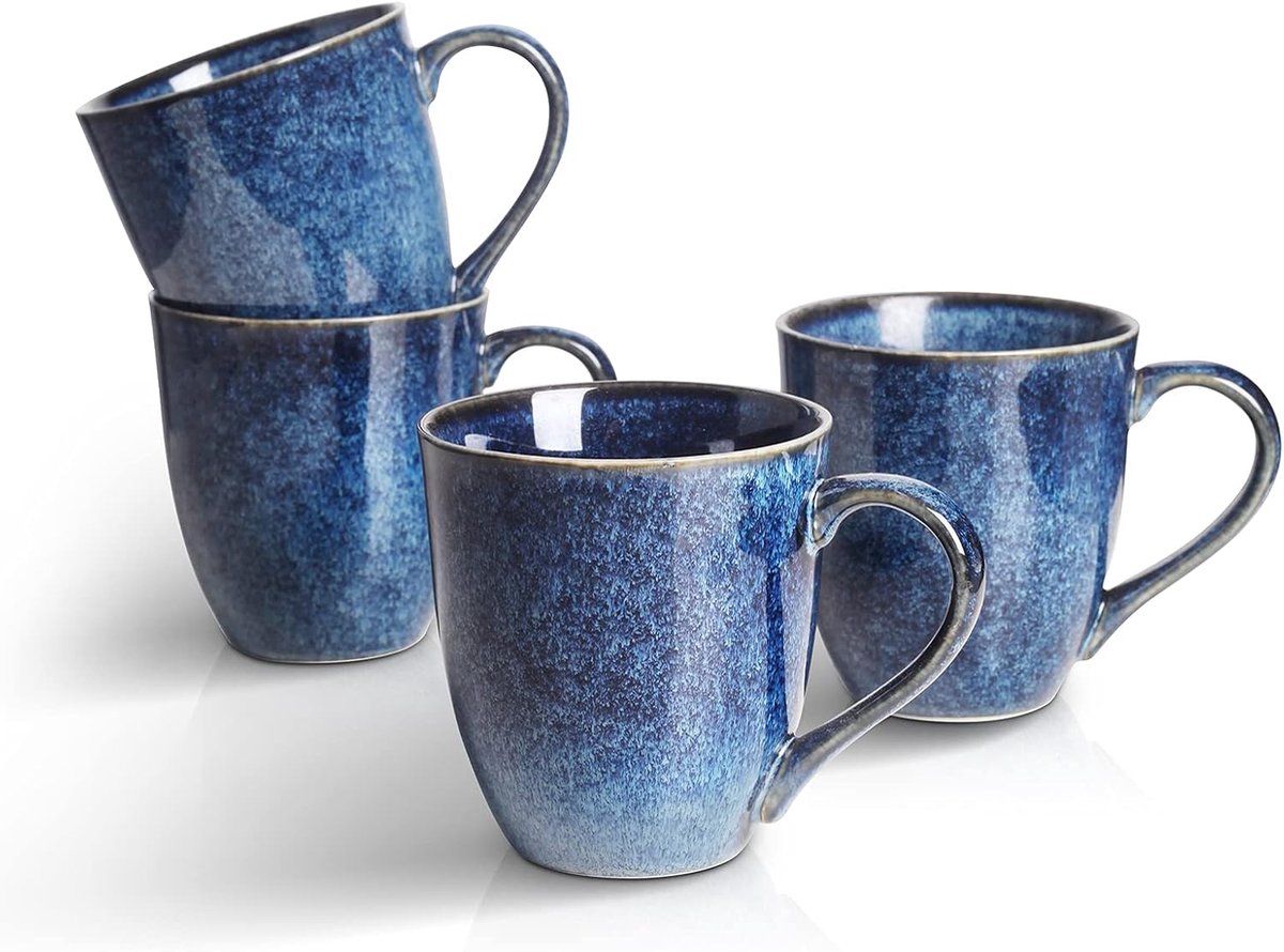 vicrays Porseleinen theemok set van 4, 350 ml, steengoed koffiemok