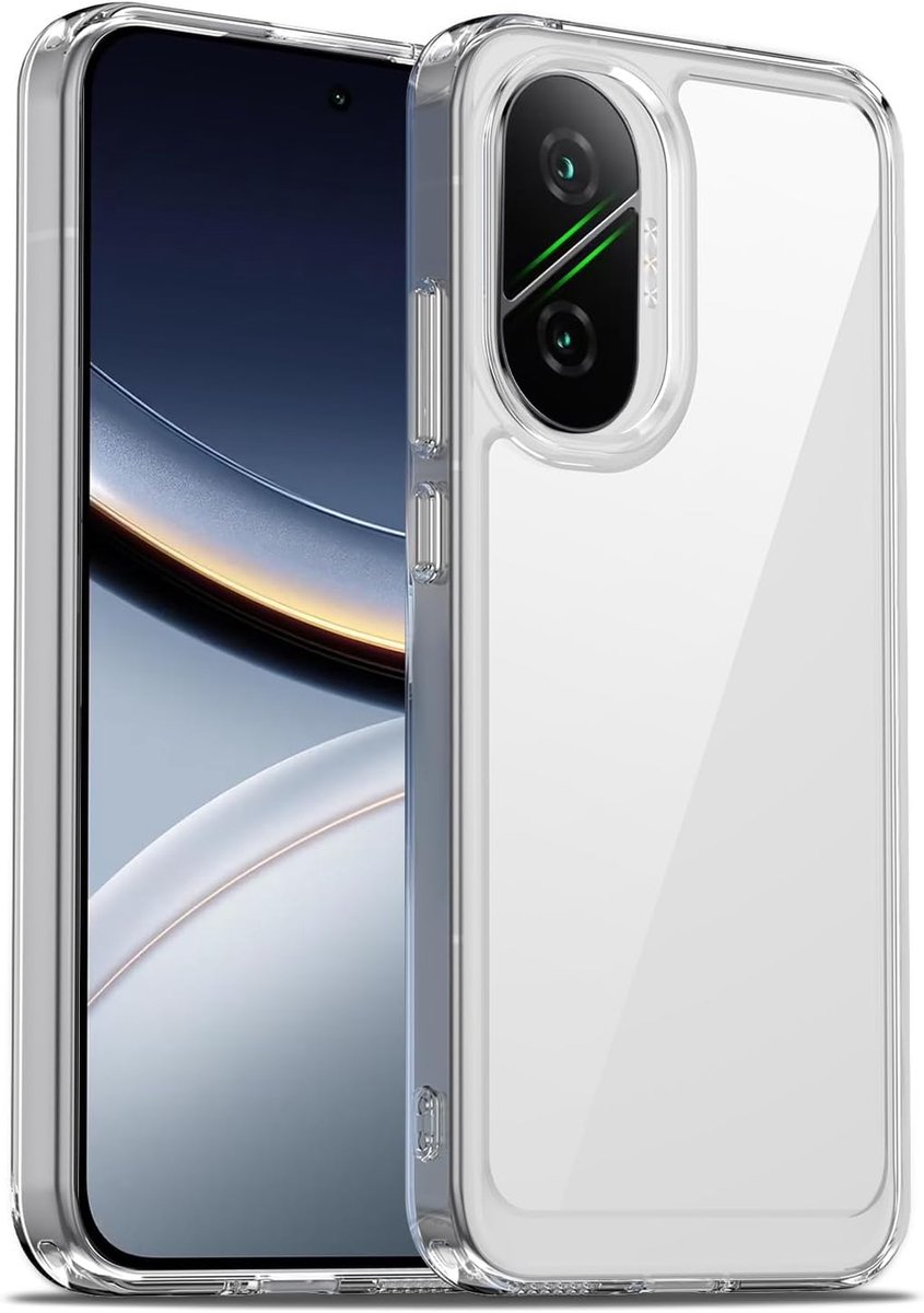 Hoesje voor Xiaomi Poco F7 5G, Militaire Valbescherming, Anti-Geel, Ultradun Schokbestendig Hoes met Harde PC Achterkant en Krasbestendig Case, Transparant