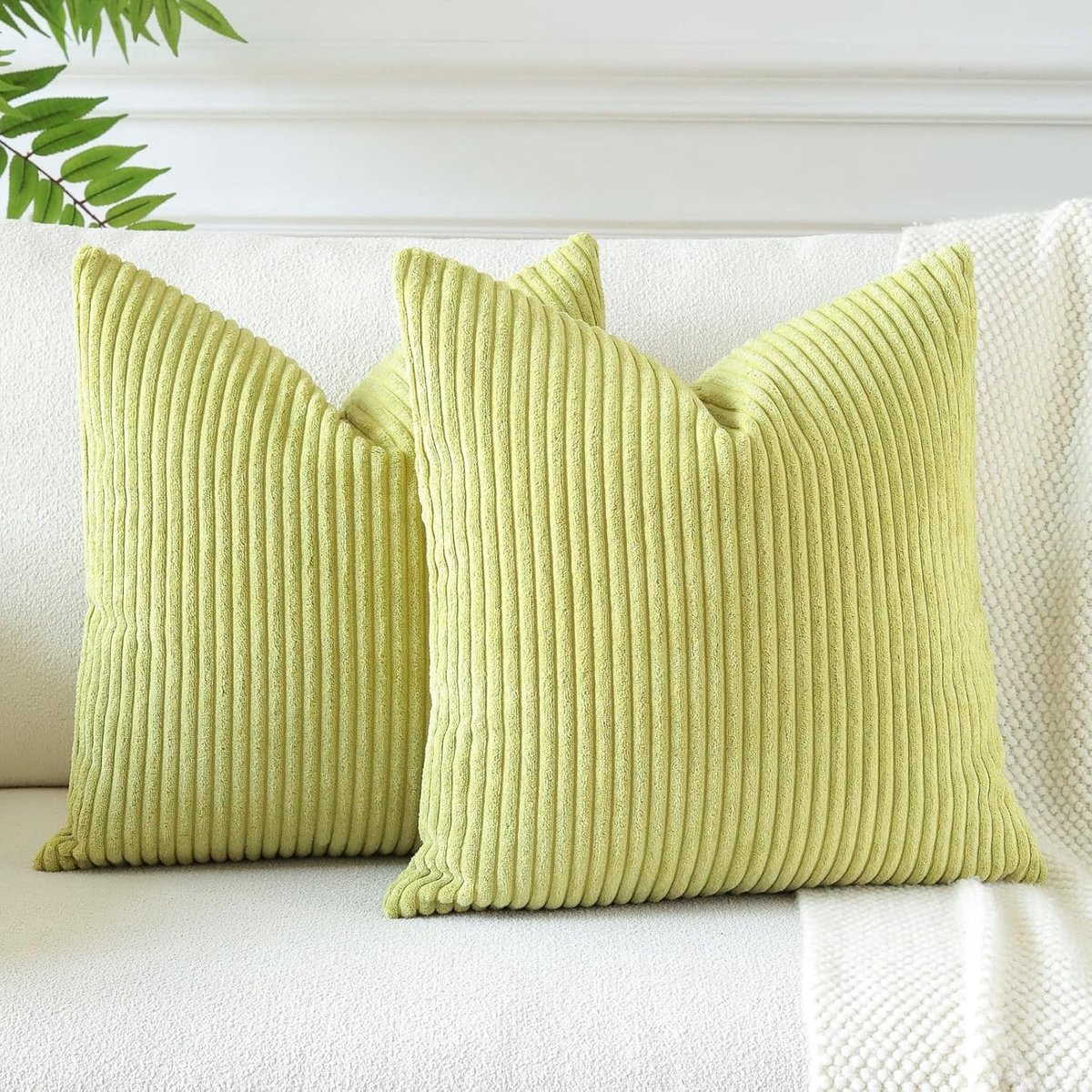 Set van 2 Corduroy Zachte Gestreepte Kussenhoezen 45x45cm Boho Decoratieve Kussenslopen voor Bank en Slaapkamer, Perfect voor Huisdecoratie en Zitmeubels