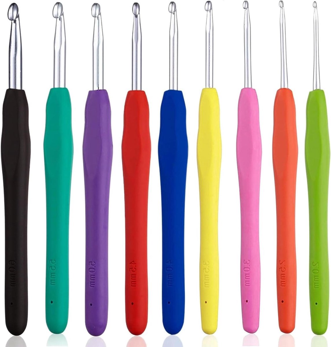 Haaknaalden Set - Breinaalden - Haken Maken - Ergonomische Handgrepen - 9 Delig - Multicolor