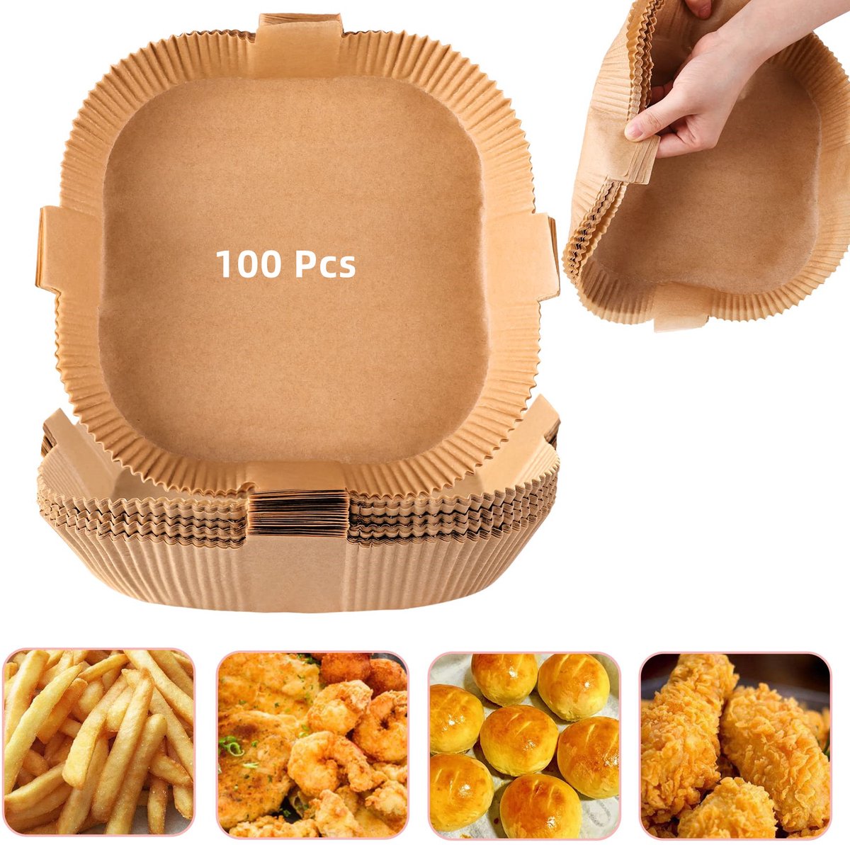 Airfryer wegwerppapier met handvat voor friteuses 100 stuks