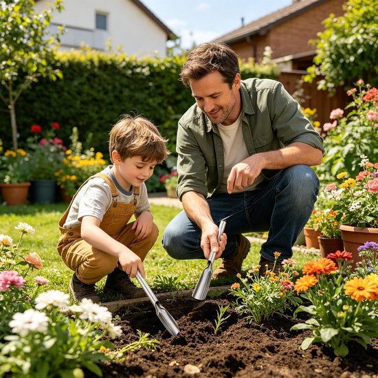 Bodem schep - Tuin handgereedschap - Planten verpotten - Ergonomische grip - 33 cm - Zilver — afbeelding 5