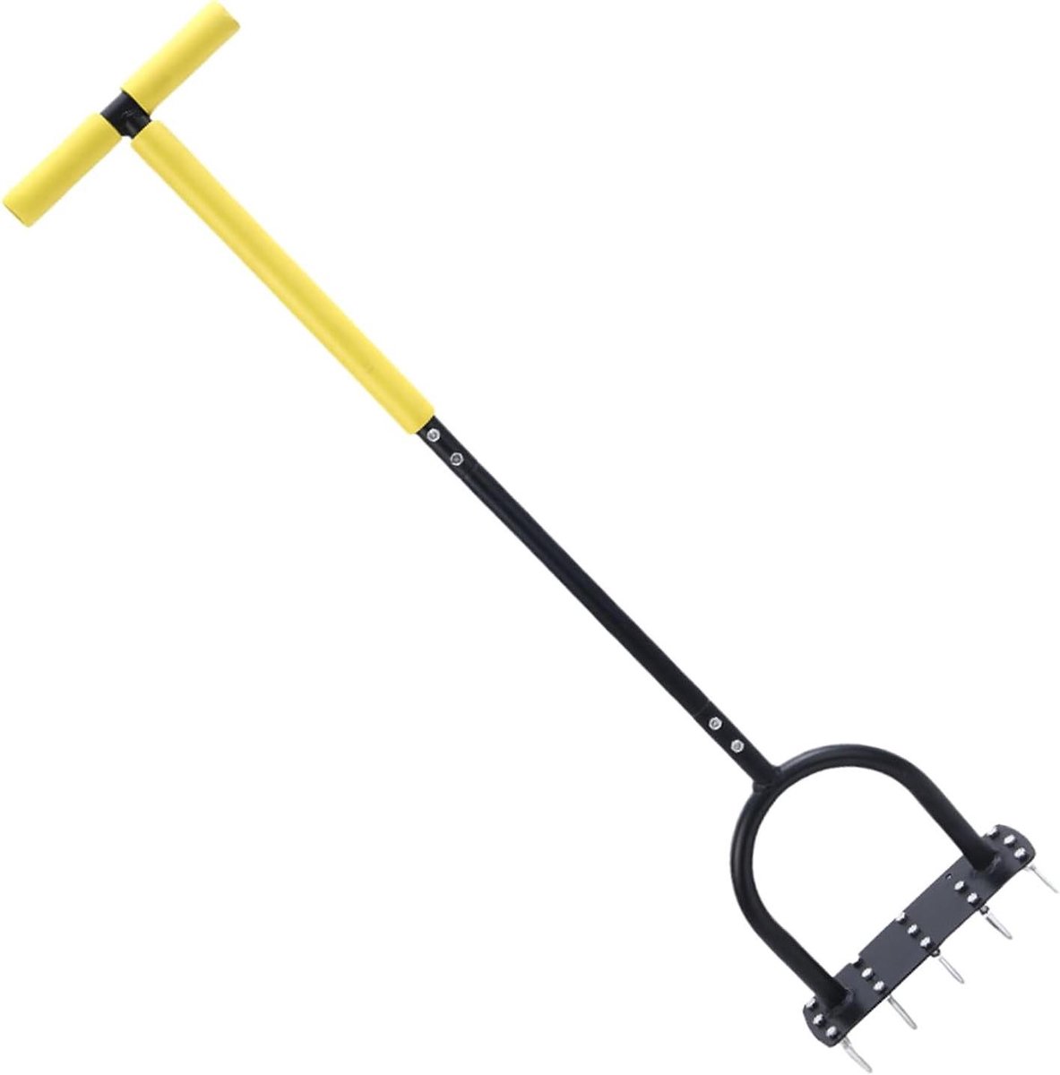 Gazonbeluchter Tuin Grondbeluchter - Cultivator Verticuteerder - Grondbewerking Tuinieren - Breed Voetplateau T-Handvat - 100x24.5x15 cm - A