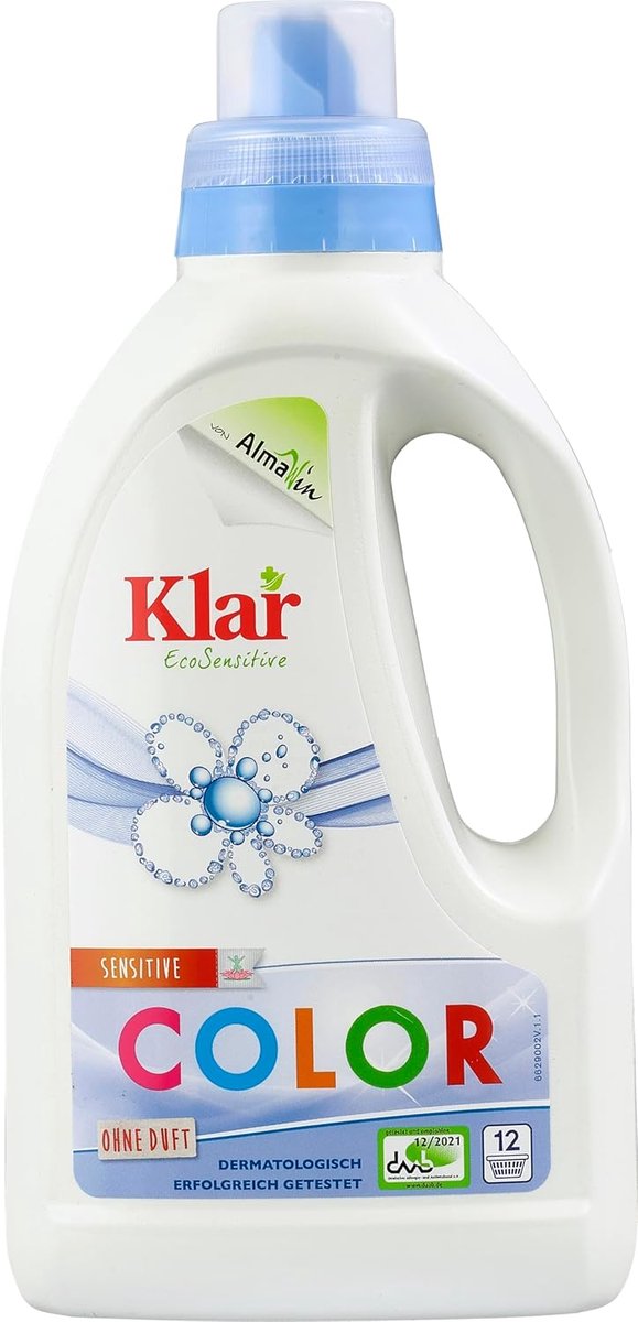 SnelShoppen - Eco Vloeibaar Kleurwasmiddel 750 ml - Geurloos - Hypoallergeen - Vegan - 12 Wasbeurten - Perfect voor Allergieën en Gevoelige Huid