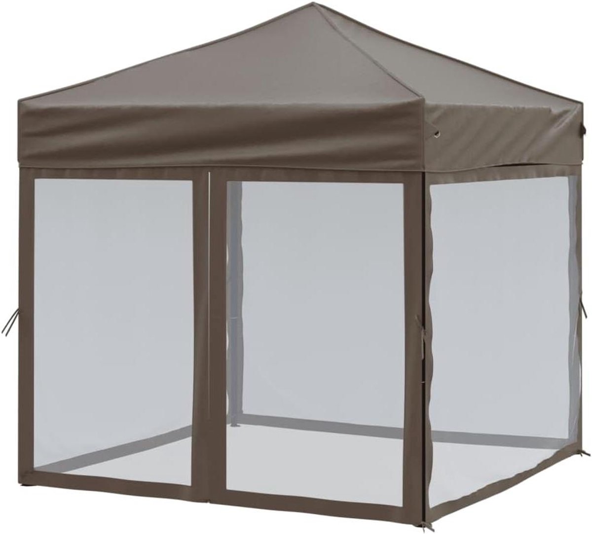 Opvouwbare Partytent - Feesttent Paviljoen - Buitenfeest Organiseren - Inclusief Zijwanden - 2 x 2 Meter - Taupe