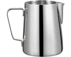 Melkschuimkruik RVS - Melkopschuimer Barista - Latte Kunst Maken - Anti-aanbak Teflon Coating - 600 ml - Zwart