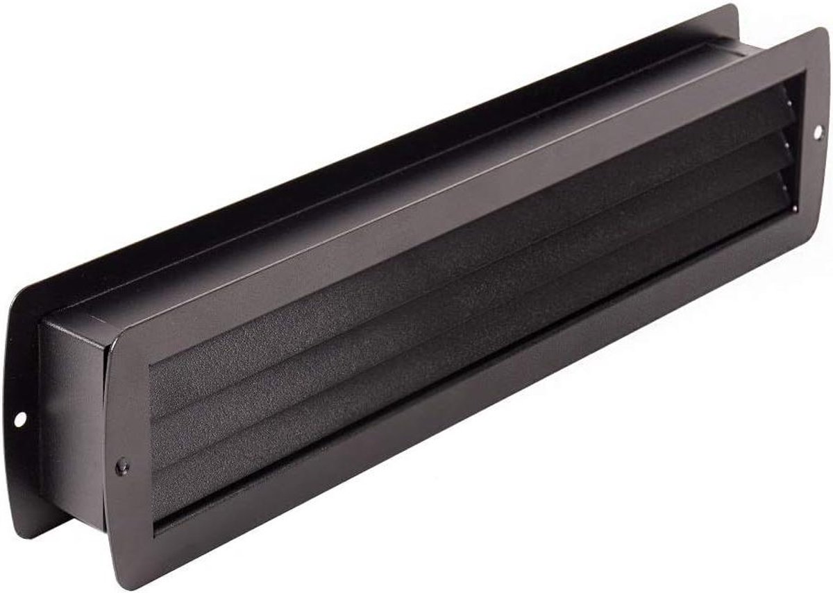 Deur Ventilatie Rooster - Ventilatiegril Deur - Schimmel Voorkomen - Aluminium Poedercoating - 465x105mm - Zwart RAL9005