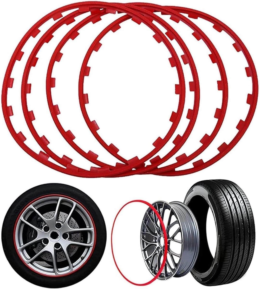 Velgbeschermers - Wielrand bescherming - Bescherming tegen schade - Sterke impact weerstand - 15-22 inch - Rood