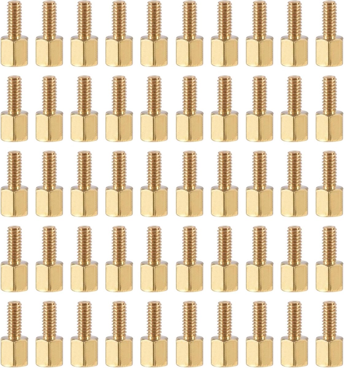 100 stuks M2.5 afstandschroeven, messing Hex PCB afstandhouders, houden hoogte consistent, geweldig voor moederbord (gouden toon, 6mm+4mm)