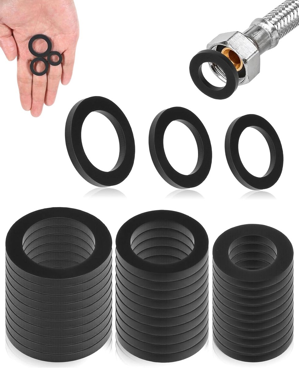 30 Stück Dichtringen Flachdichtungen aus Gummi 1/2 Zoll 3/4 Zoll 1 Zoll für Wasserkraan Duschkopf Duschslang Wasbekken Poolpomp Dichtingsset Dichting Gummidichtung Runddichtung