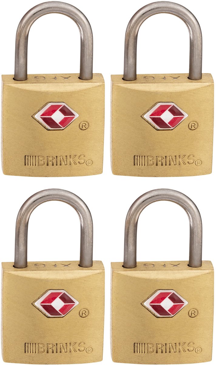 SnelShoppen - 4-Pack TSA Goedgekeurde 22mm Messing Reiskettingen met Gehard Stalen Schakel, Veilig en Duurzaam voor Reizen en Inspectie