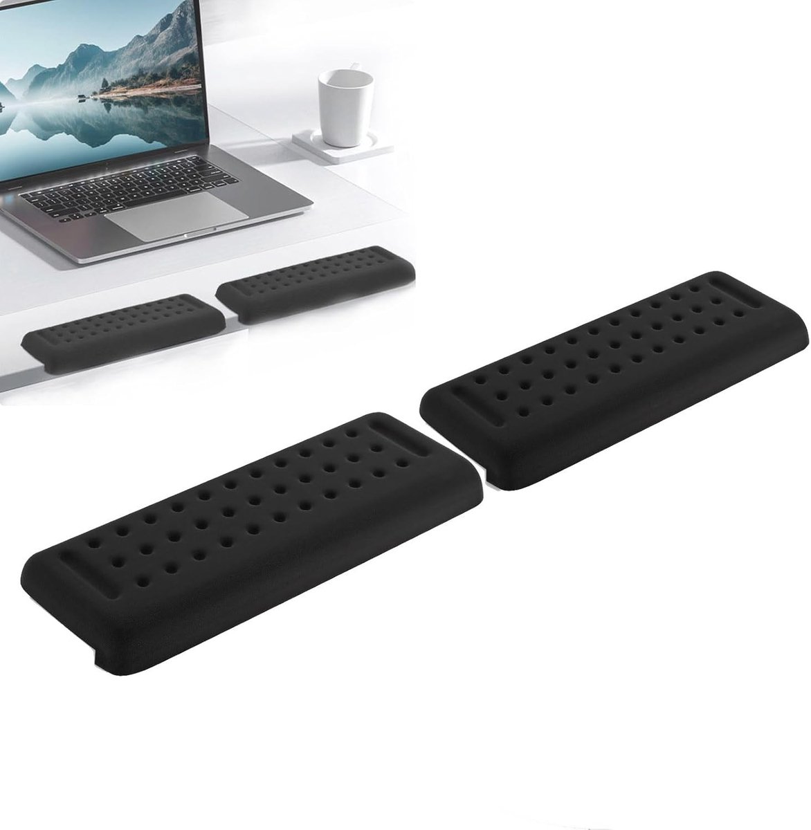 Ergonomische L-vormige bureausteun set van 2, antislip elleboogkussens, geheugenfoam polssteun voor comfort en ondersteuning tijdens het werken op kantoor of thuis