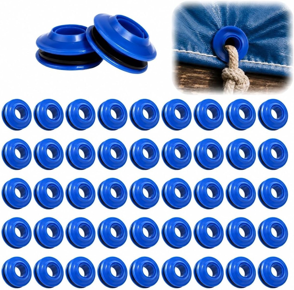 Inslagringen Kunststof - Blauw - Weerbestendig - Set 50 Stuks - Voor Dekzeilen en Tents