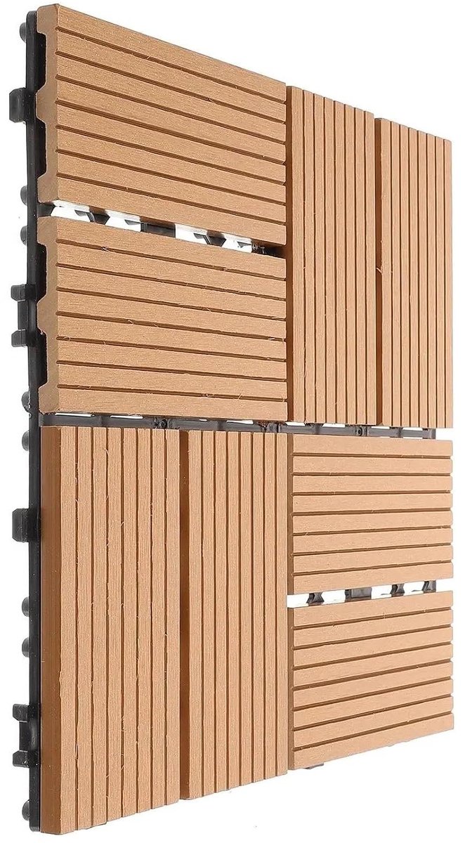 Terrastegels Hout-look - WPC Vloer - Buitenruimte Verfraaien - In elkaar grijpend Systeem - 1m² 8 Stuks - Geel