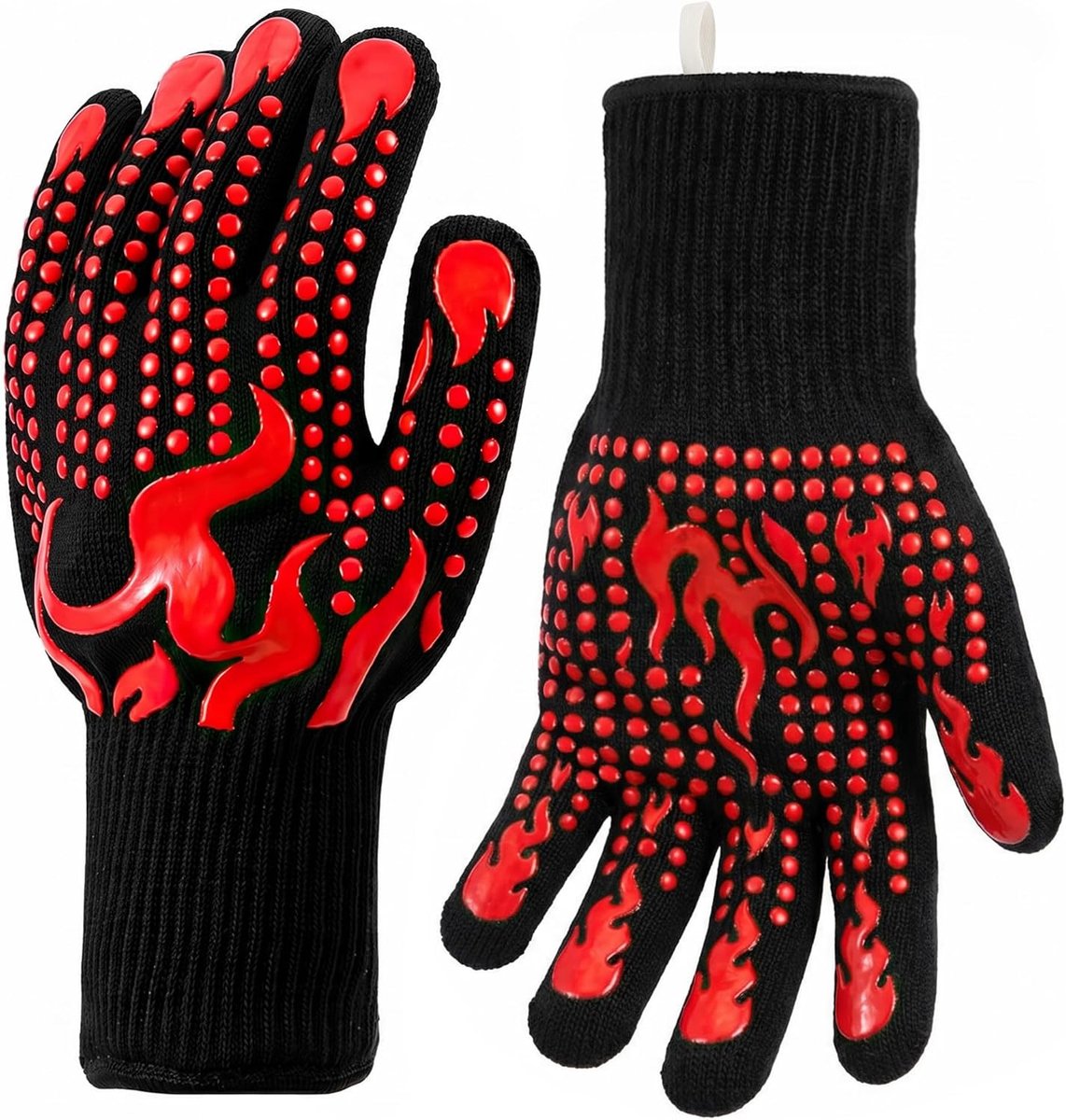 Bobypet - BBQ Handschoenen Hittebestendig tot 800°C - Siliconen Anti-slip Ovenhandschoenen met Vingers - Snijbestendige en Extra Lange Grillhandschoenen voor Koken, Bakken & Barbecue - BBQ Cadeau voor Mannen en Vrouwen - Set van 2