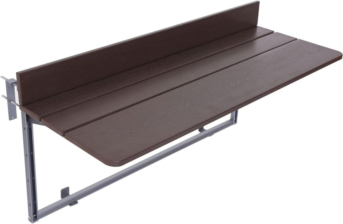 Balkonbartafel - Relingtafel Hangtafel - Buiten Genieten - Opklapbaar Verstelbaar - 80x37 cm - Bruin