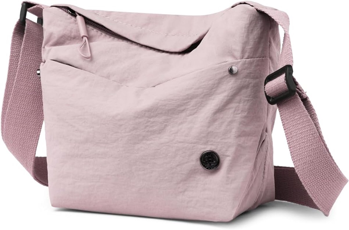 Bobypet - Lichtgewicht Nylon Crossbody Tas voor Dames - Waterafstotende Schoudertas met Multi-Pocket Indeling & Beige Voering - Verstelbare Dames Handtas voor Reizen, Werk en Winkelen - Taro Paars