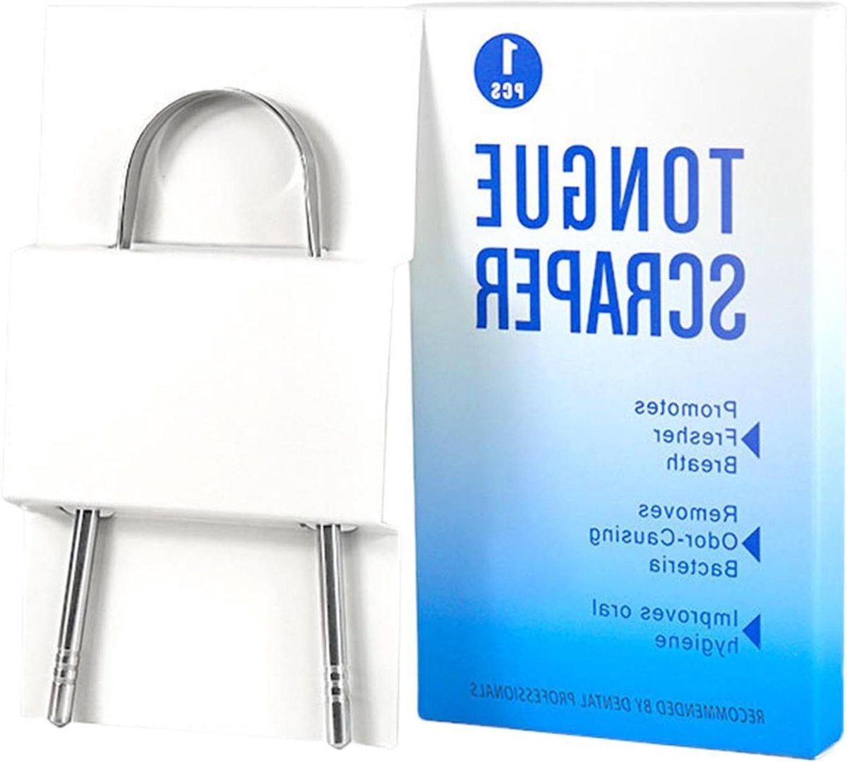 Tongschraper Roestvrij Staal - Mondreiniger Ademverfrisser - Verbeteren Mondhygiëne - U-vorm Niet-irriterend - 7x13 cm - Zilver