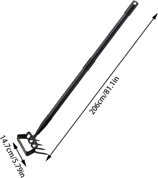 Schoffelhark Tuingereedschap - Handfrees Schoffel - Tuinonderhoud - 2-in-1 Gereedschap - Verstelbare steel - Zilver — afbeelding 5