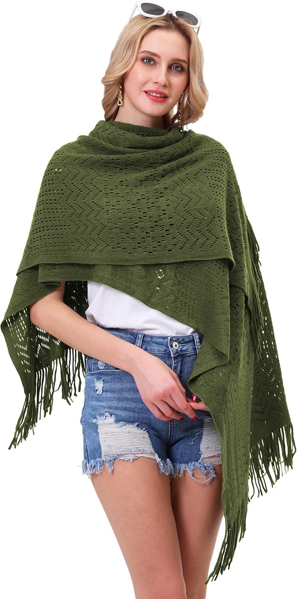 soul young Gebreide stola voor dames, grote maten, warm, zacht