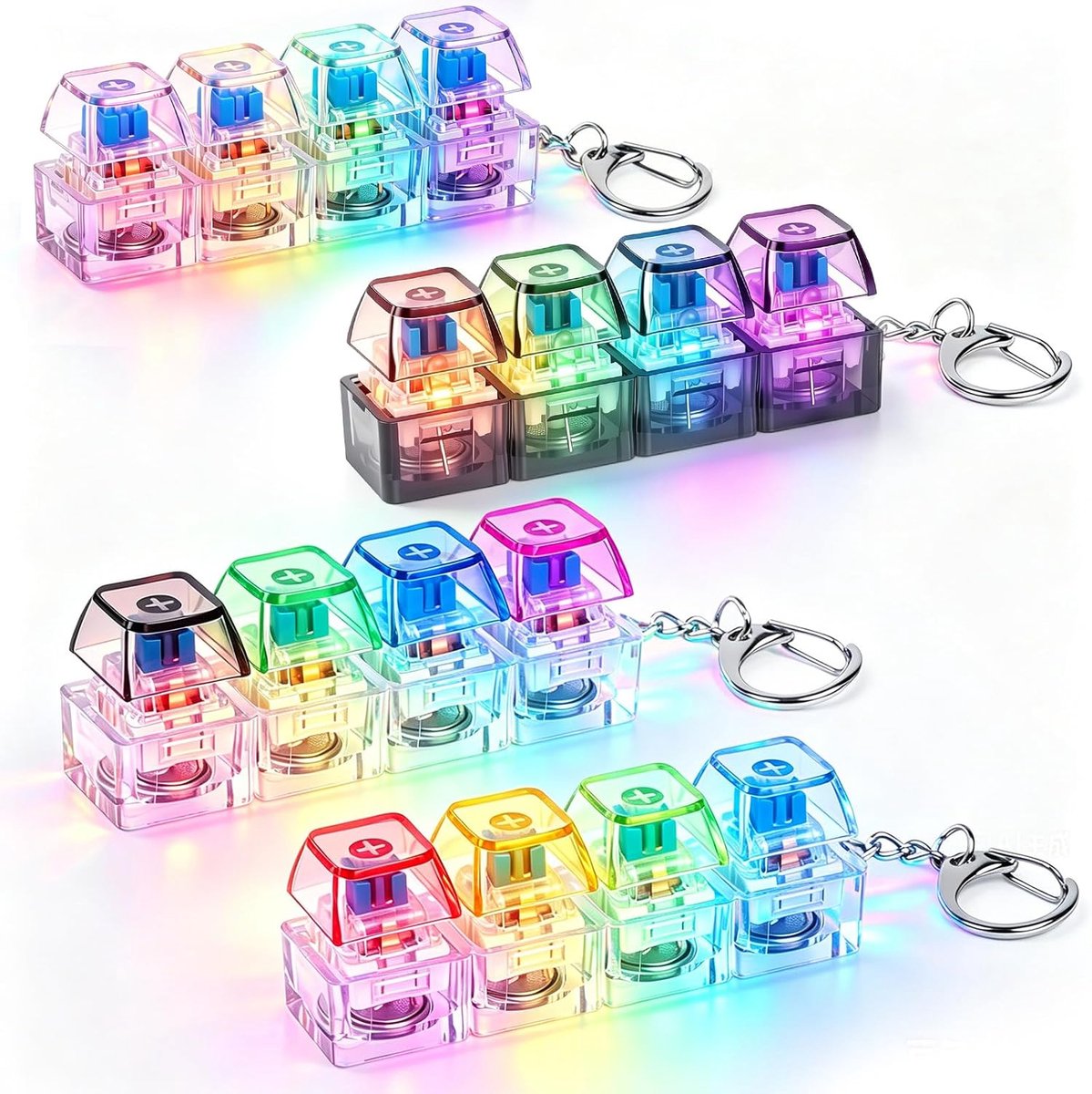 4 stuks toetsenbord fidget toy, clicker sleutelhanger vingerspeelgoed