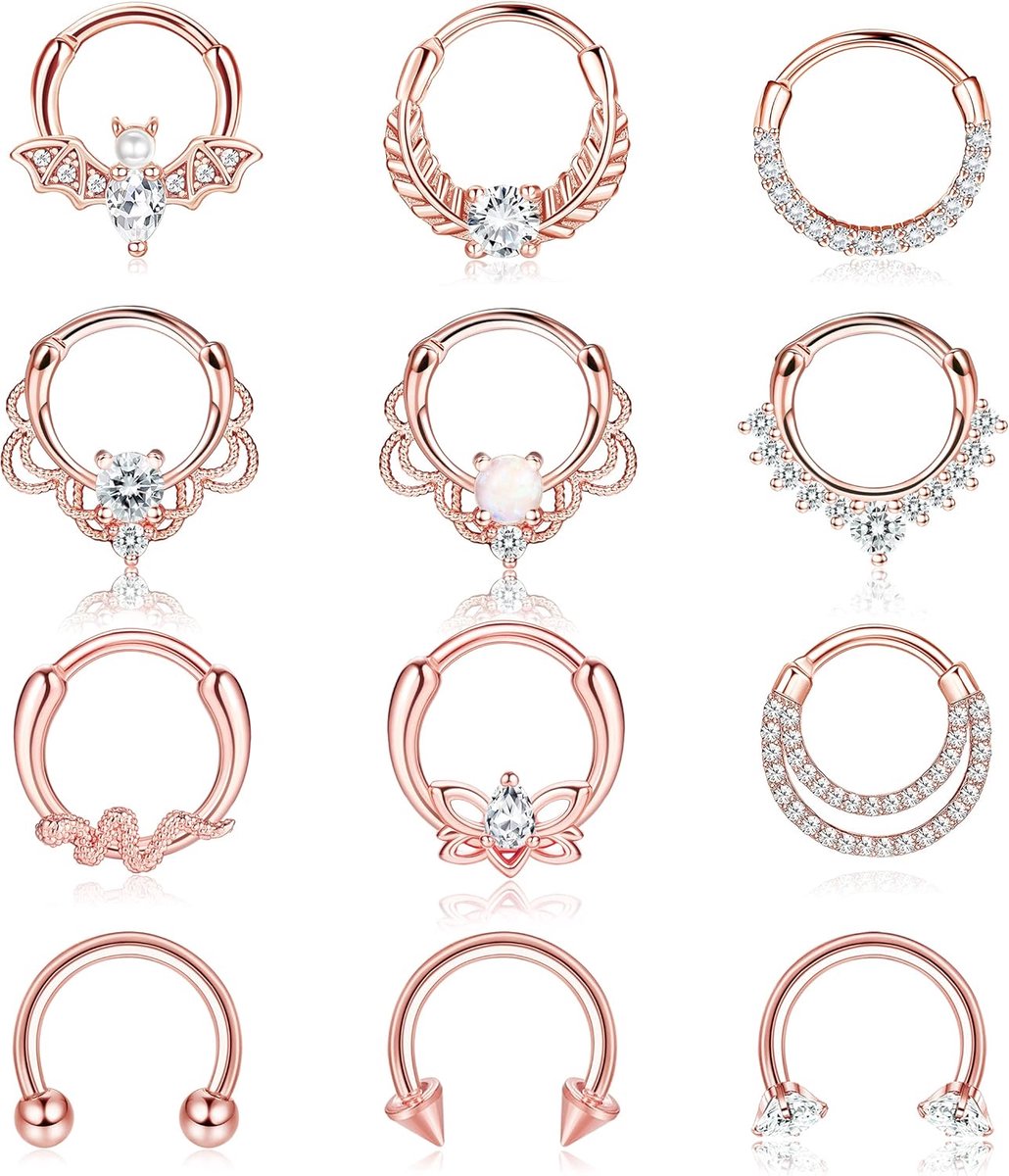 12 stuks 16G septumpiercing neusringen hoepel chirurgisch staal neus