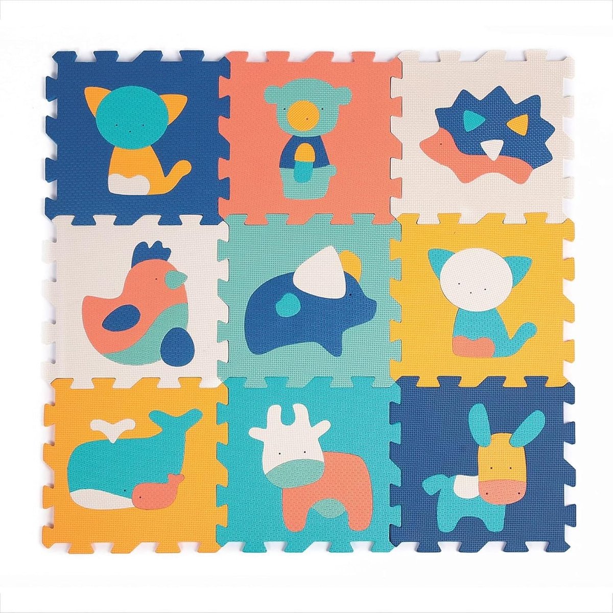 Puzzel - 9 schuimrubberen tegels - Vanaf 10 maanden - Ontwikkelt welzijn, aanraking, ontdekking en reflectie - 90 x 90 x 1,2 cm