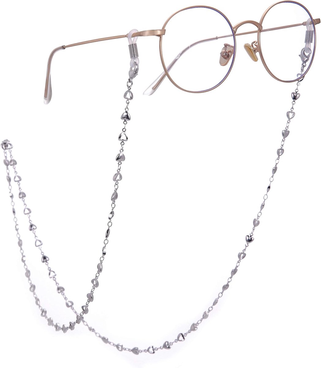 2 stuks retro stijl hart en parel leesbril ketting voor vrouwen