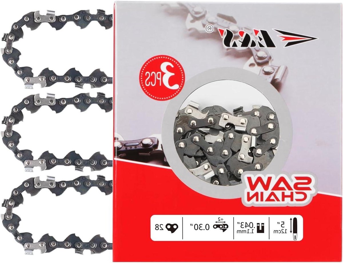 Zaagketting - Kettingzaagketting Reserveketting - Bomen Snoeien - Lage Terugslag - 127 cm 28 Schakels - Zilver