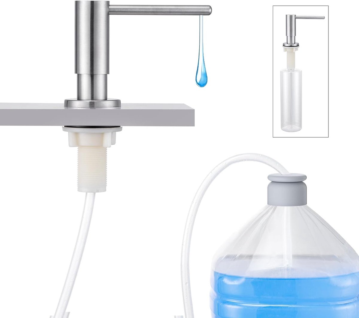keukenspoelbak zeepdispenser voor ingebouwd aanrechtblad met fles van