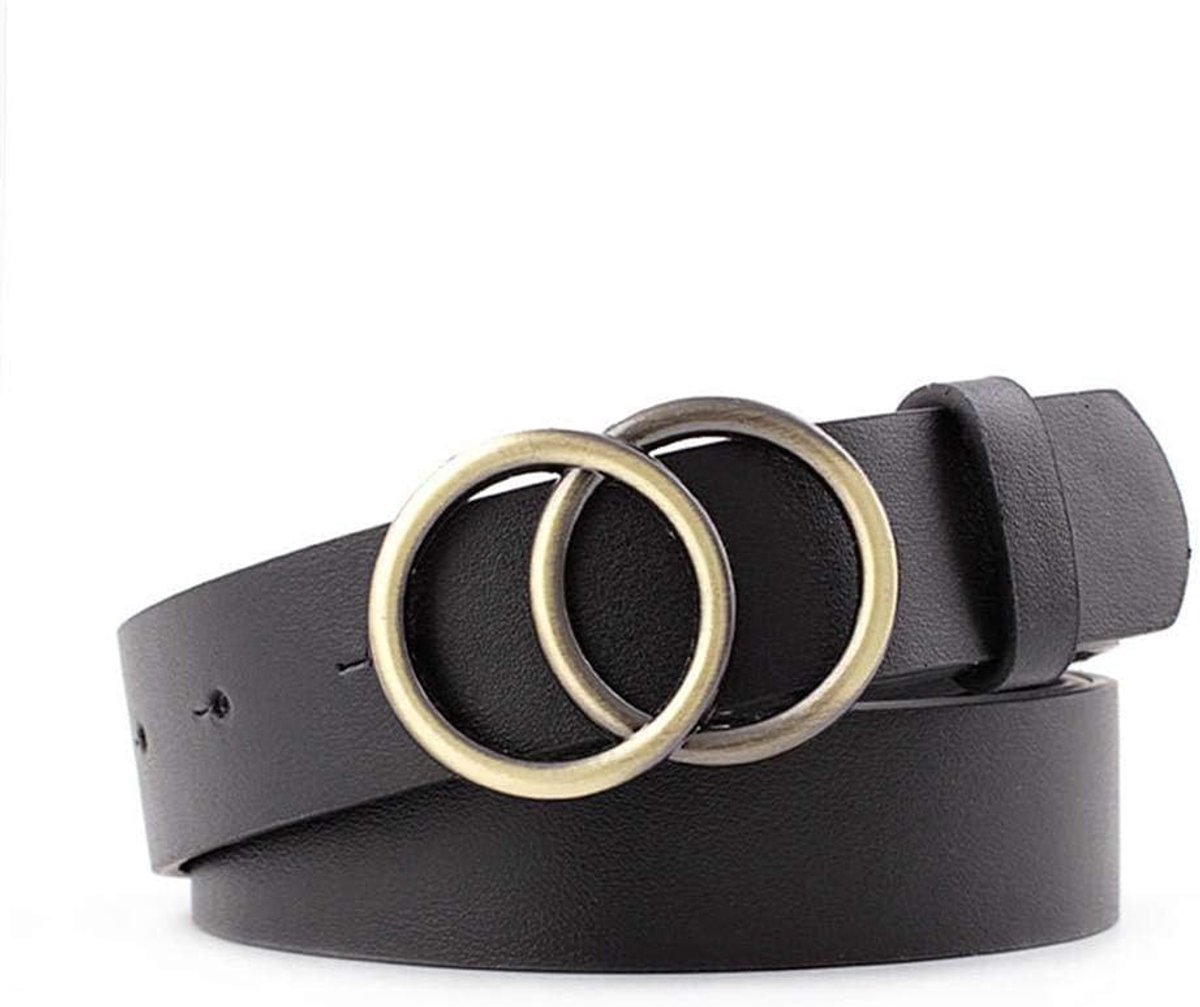 Casual Riem, Dames Leren Riem met Ronde Gesp voor Jeans, Geklede