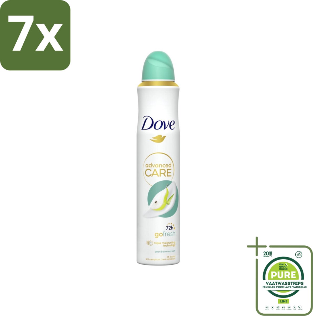 7 x Dove Deodorant Spray - Peer & Aloë Vera - 200 ml - Grootverpakking - Deodorant Spray - Anti-transpirant - Dove - Peer & Aloë Vera - 72 Uur Bescherming