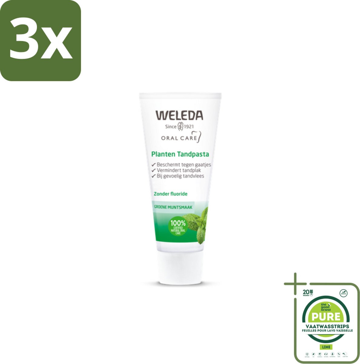 3 x WELEDA - Planten tandpasta - 75 ml - Grootverpakking - Tandpasta - Natuurlijke Tandpasta - Biologische Tandpasta - Kamille Tandpasta - Tandvlees Verzachten