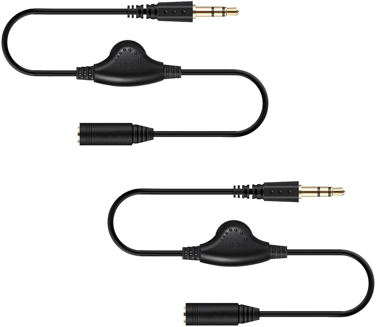 3.5mm Stereo Audio Extension Kabels - 2 Stuks voor Speakers, Hoofdtelefoons en Mobiele Apparaten, 20cm Lengte