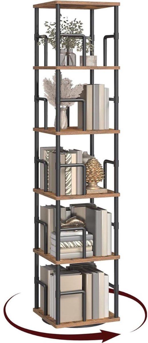 JCP® Hoekmeubel - Hoekmeubel Boekenkast - Boekenrek - Rustiek Bruin/Zwart - 30cm x 30cm x 159cm
