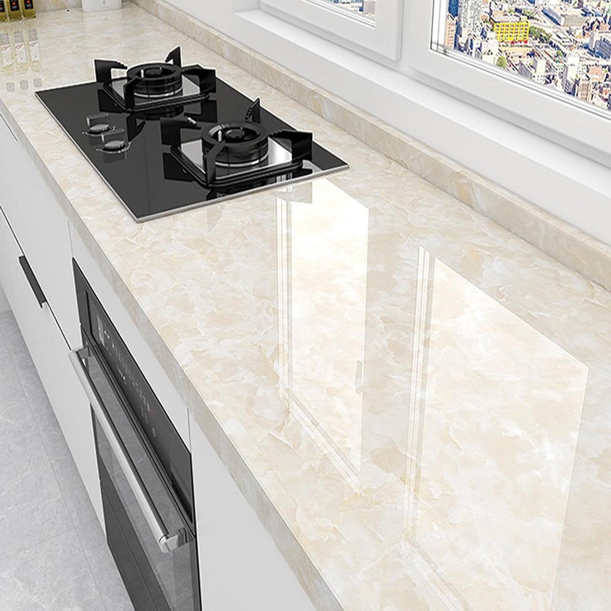 Marmerpapier Zelfklevend - Keukenfolie Behang - Keuken Renoveren - Krasbestendig Vlekwerend - 60cm x 5m - Stijl A