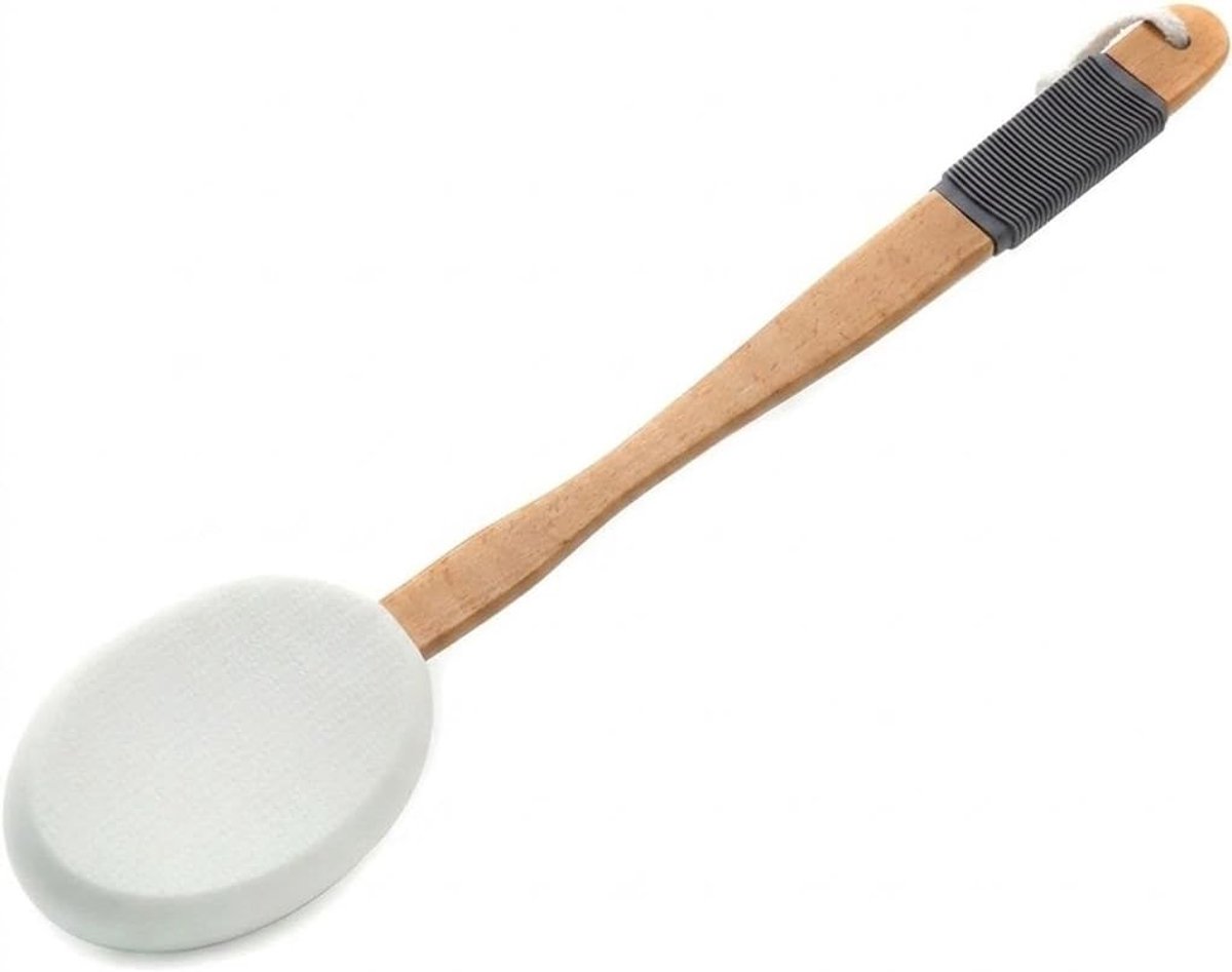 Lange houten crème-applicator en antislip doucheborstel voor senioren, ideaal voor zonnecrème en vochtinbrengende crème aanbrengen