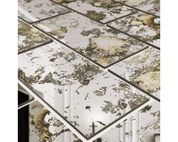 Neukids 3D roestige spiegeltegels, vintage spiegeleffect, 21 stuks, natte vintage acrylspiegel, zelfklevende tegels - ShopVlot