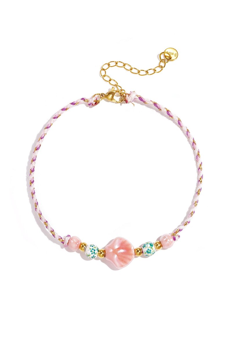 Charming Shell - Enkelband - Stainless Steel - - Roze