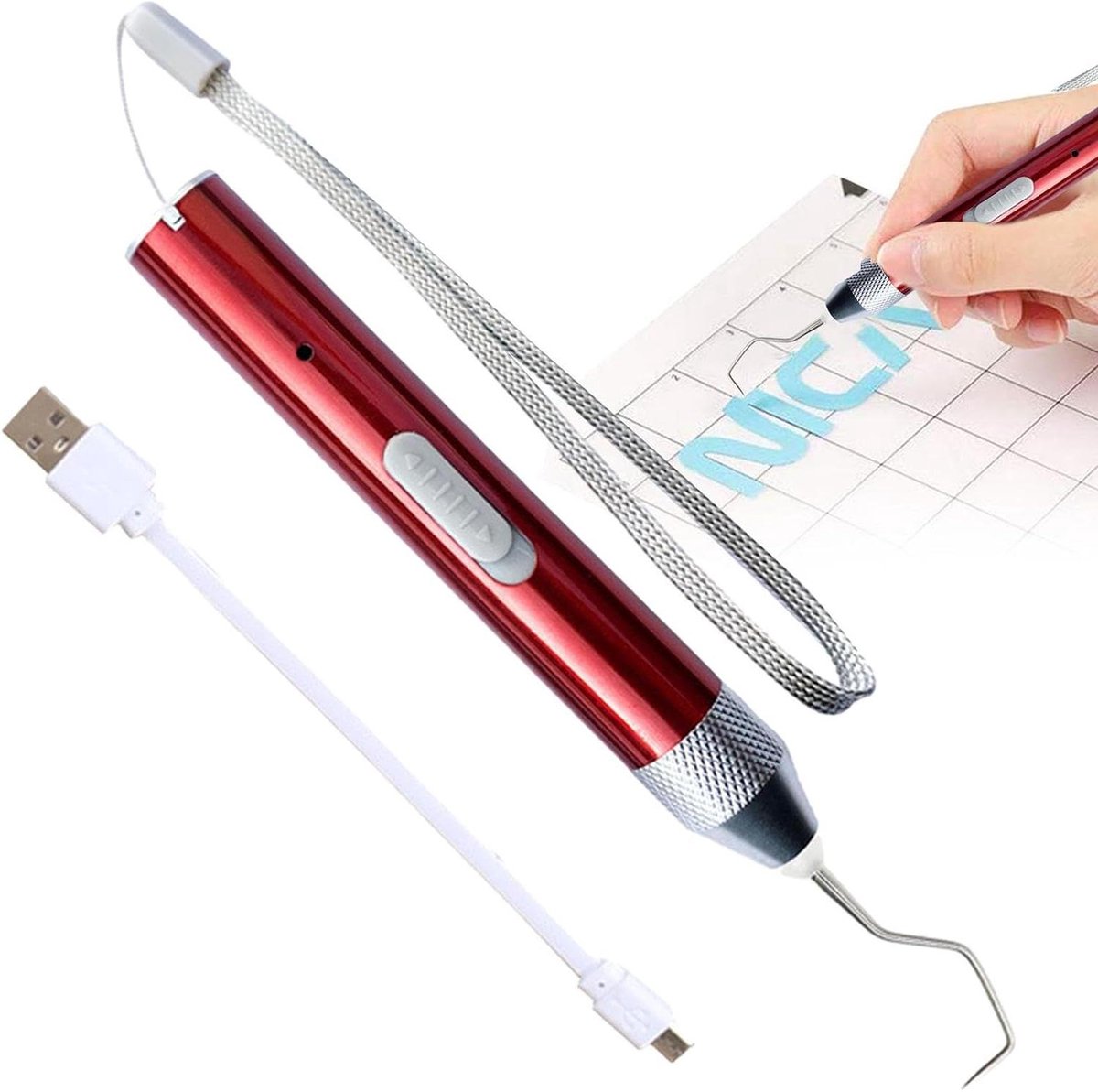 Gereedschapsset voor wieden - Onkruidgereedschap Pen - Doe-het-zelf Knutselen - Ingebouwd LED-lampje - Oplaadbaar - Aluminiumkleur