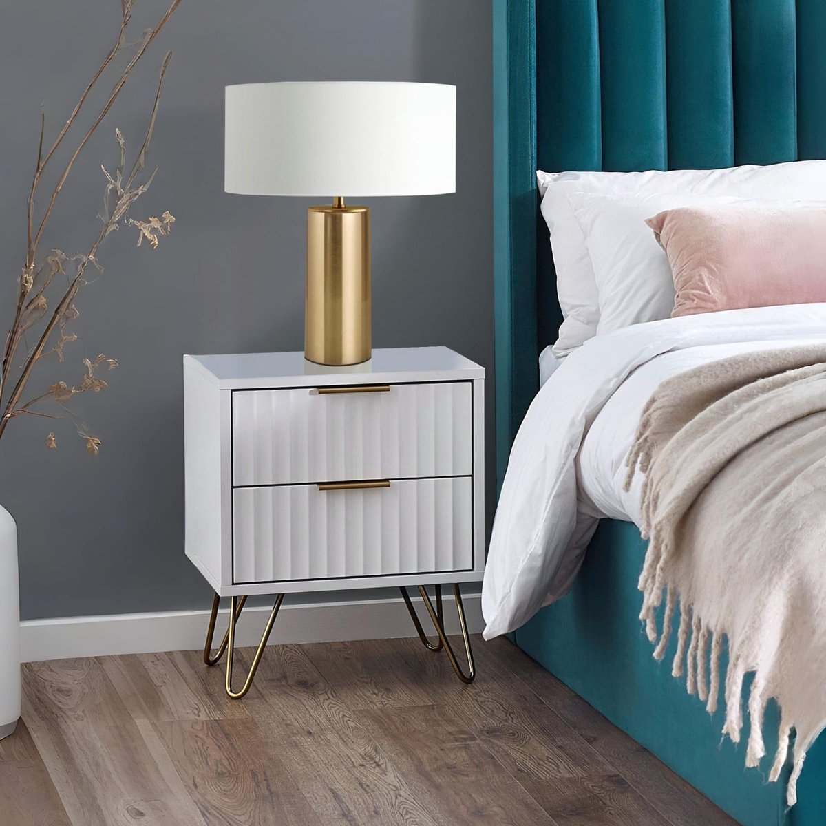 SnelShoppen - Murano nachtkastje met 2 lades - mat wit - modern design - multifunctioneel - ideaal voor slaapkamer of woonkamer