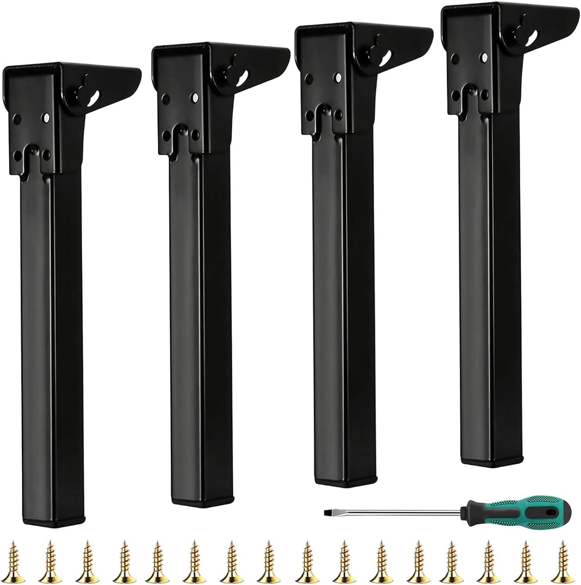 SnelShoppen - Inklapbare Tafelpoten 60 cm - 4 Stuks Metalen Bureaupoten - Meubelpoten Met Vloerbescherming - Ideaal Voor Banken, Bedden, Tafelpoten, M