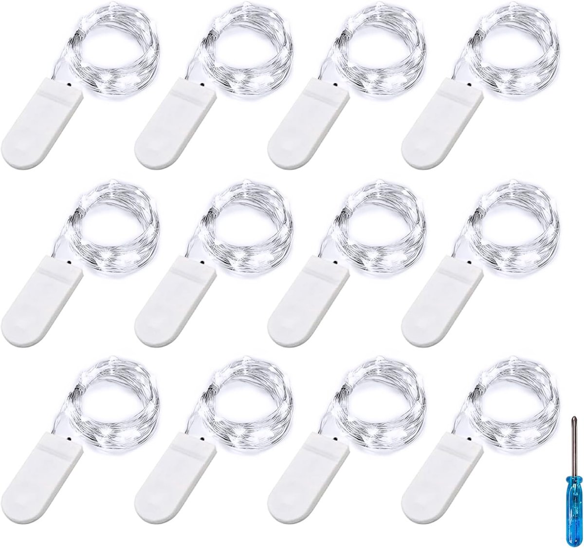 SnelShoppen - LED Sfeerlampjes - 2 Meters - 20 LED's - Zilver Draad - Inclusief CR2032 Batterijen - Perfect voor Kerst, Bruiloften, Feesten en Kamer o