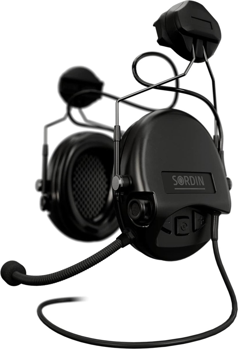 SnelShoppen - Actieve Oorkappen met Radio - Sordin Militaire Geluidsbescherming - Zwarte Oorkappen met Nexus TP120 Aansluiting
