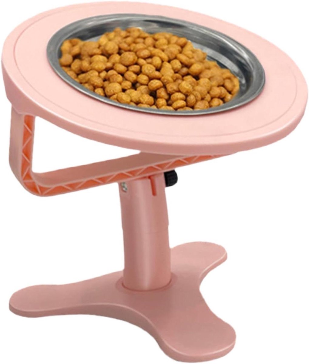Kantelbare voerbak - Verhoogde voerbak slowfeeder - Huisdier voeden - Verstelbare hoogte en hoek - 3 hoogtes mogelijk - Roze